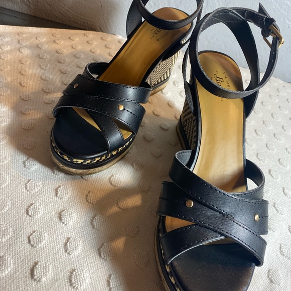 GH.Bass & Co. Black Ankle Strap Woven Wedge Sandle - Picture 16 of 16